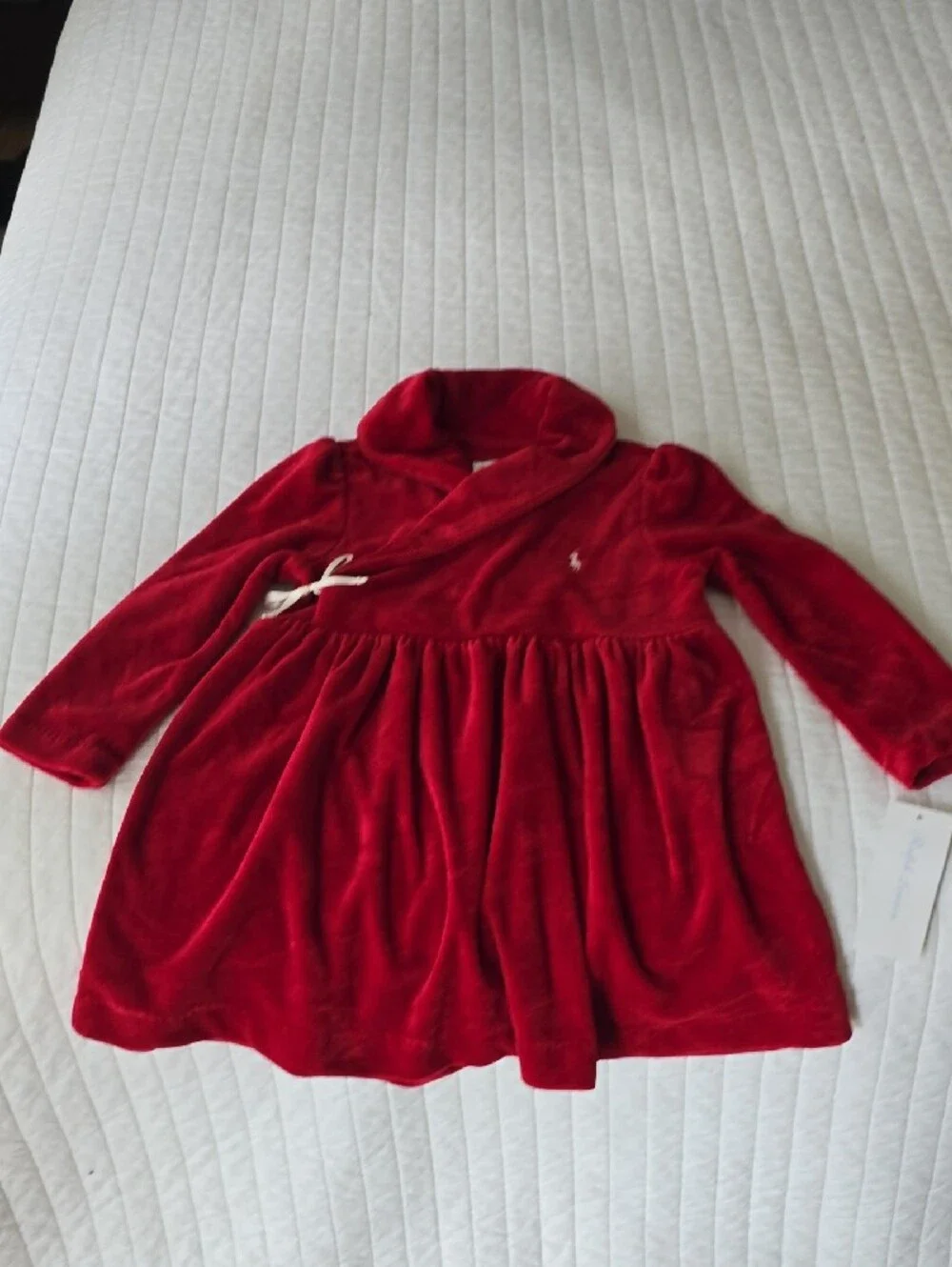 Ralph Lauren Red Velour Baby Dress with Bloomers 18M